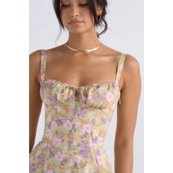 PRUPLE CARMEN PRINT BUSTIER SUNDRESS