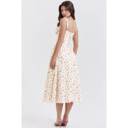 ROSE PRINT MIDI SUNDRESS