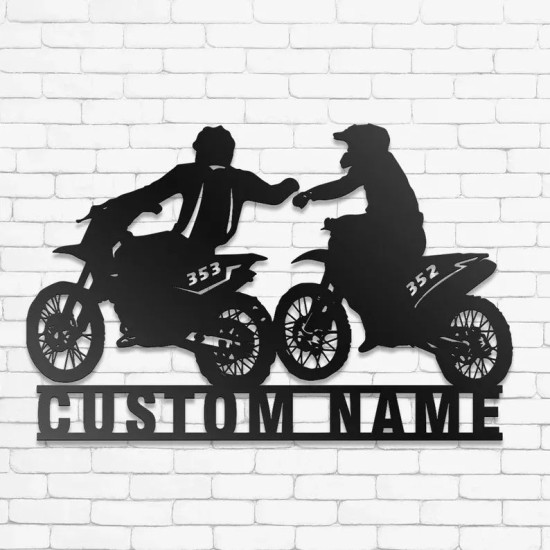 Custom Couple Biker Metal Wall Art